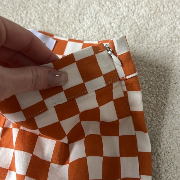 VRG GRL Play It Cool Orange Checkered Patterned Pants - Picture 6 of 7